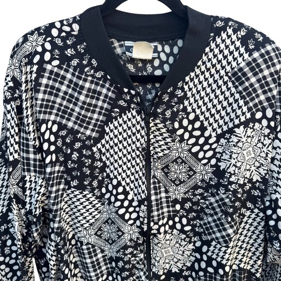 Cherisa Vintage 80s Womens Oversized Patchwork Patterned Retro Bomber Jacket 1X - Picture 6 of 9